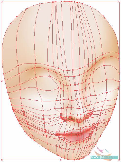 illustrator鼠绘教程：运用渐变网格绘制人物和头发的过程_jcwcn.com