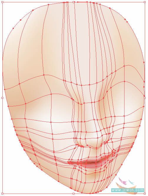 illustrator鼠绘教程：运用渐变网格绘制人物和头发的过程_jcwcn.com