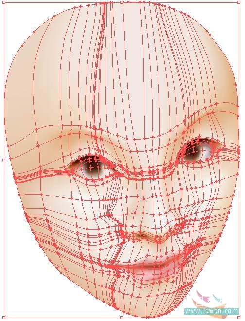 illustrator鼠绘教程：运用渐变网格绘制人物和头发的过程_jcwcn.com