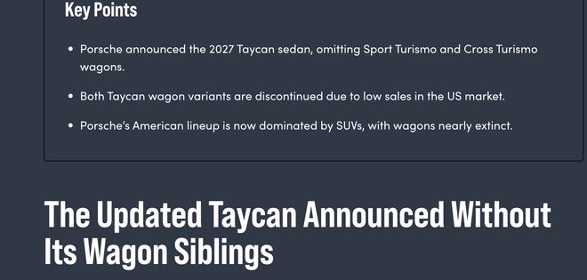 保时捷发布2027款Taycan系列车型